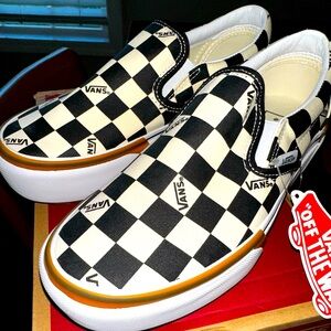 Vans checkerboard platform slip ons